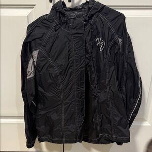 Harley-Davidson small women’s rain suit, pants and jacket reflective Black